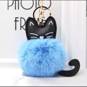 New‼️ Blue Cat Super Soft PomPom Keychain
